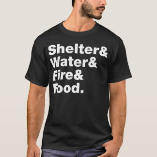 Survival Shelter Water Fire Food 70s boy T-Shirt