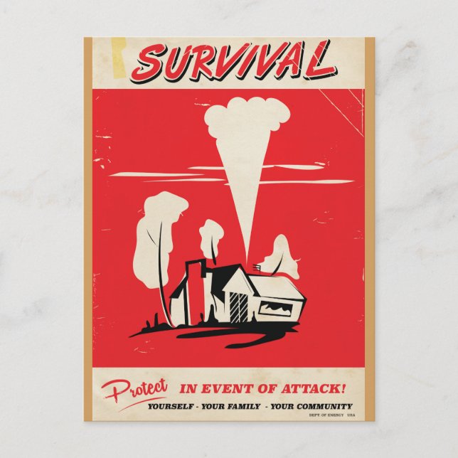 Survival - Vintage Atomic safety poster Postcard (Front)