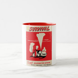 Survival - Vintage Atomic safety poster Two-Tone Coffee Mug