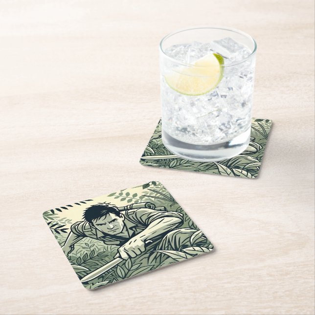 Survivalist Spirit Square Paper Coaster (Insitu)