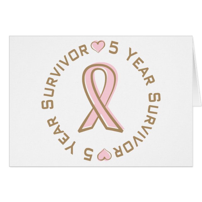 Survivant rose de cancer du sein de ruban 5 ans (Devant horizontal)