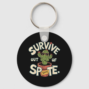 Survive Out Of Spite Funny Cool Cactus Retro Keychain