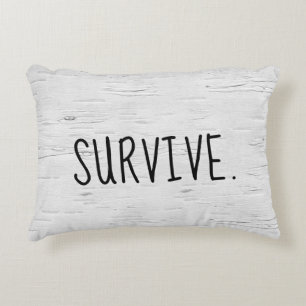 SURVIVE Text On Birch Tree  Accent Pillow
