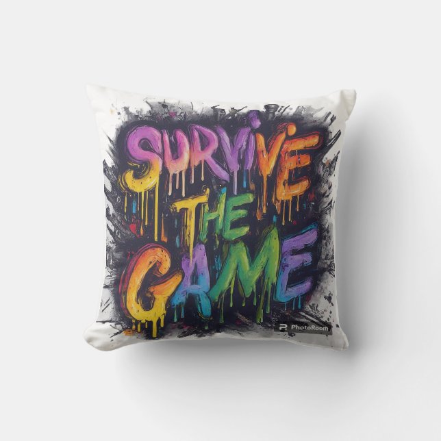Survive the Game Throw Pillow (Front)