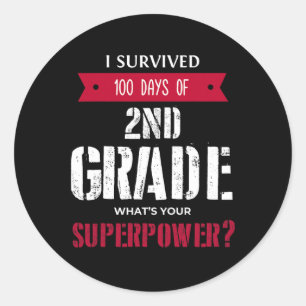 Survived 100 Days Of 2nd Grade Superpower Classic Round Sticker