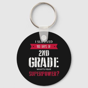 Survived 100 Days Of 2nd Grade Superpower  Keychain