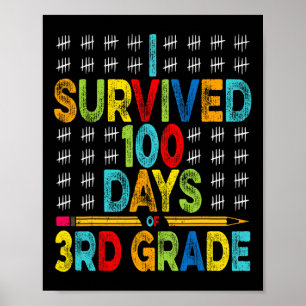 Survived 100 Days Of 3rd Grade 100th Day Of School Poster