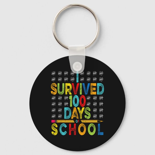Survived 100 Days Of School 100th Day Of School  Keychain (Front)