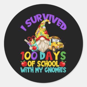 Survived 100 Days Of School For Fun School Bus Dri Classic Round Sticker
