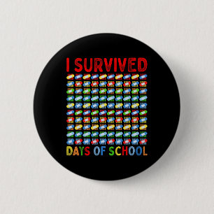 Survived 100 Days Of School Teacher Kids Band Aid 2 Inch Round Button