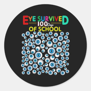 Survived 100 Days Of School Teacher Kids Students Classic Round Sticker