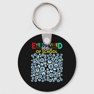 Survived 100 Days Of School Teacher Kids Students Keychain