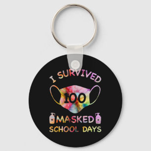 Survived 100 Masked School Days For Kids Teacher S Keychain