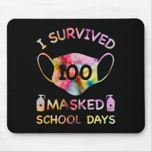 Survived 100 Masked School Days For Kids Teacher S Mouse Pad