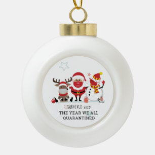 Survived 2020 Year We Quarantined Commemorative Ceramic Ball Christmas Ornament