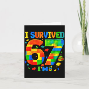 Survived 67 8 birthday boy girl building blocks card