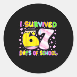 Survived 67 Days Of School Nk Star Six Seven Meme Classic Round Sticker