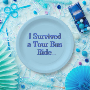 Survived a Tour Bus Ride blue large paper plates