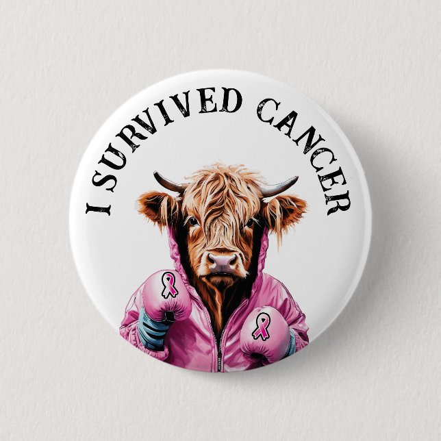 Survived breast cancer 2 inch round button (Front)