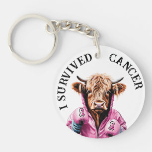 Survived breast cancer Cow theme Keychain