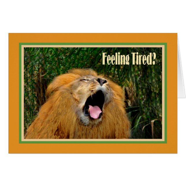 Survived First Chemo Treatment Card, Yawning Lion (Front Horizontal)