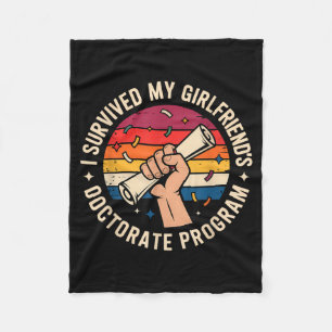 Survived Girlfriends Doctorate Program Retro Fleece Blanket