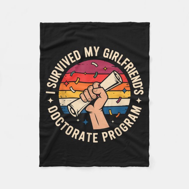 Survived Girlfriends Doctorate Program Retro Fleece Blanket (Front)