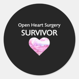 Survived Open Heart Surgery Heart Attack Survivor Classic Round Sticker
