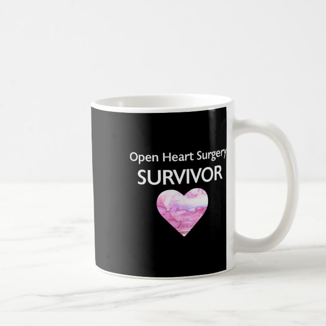 Survived Open Heart Surgery Heart Attack Survivor  Coffee Mug (Right)