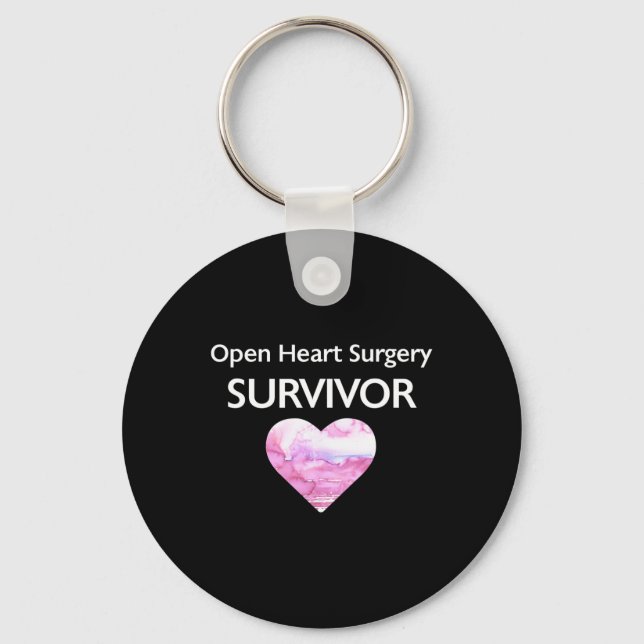 Survived Open Heart Surgery Heart Attack Survivor  Keychain (Front)