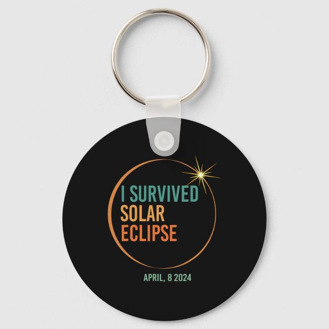 Survived Solar Eclipse April 8 2024 Funny Totality Keychain (Front)
