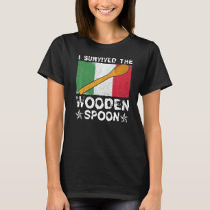 Survived The Wooden Spoon Italian Flag  Dad Adult  T-Shirt