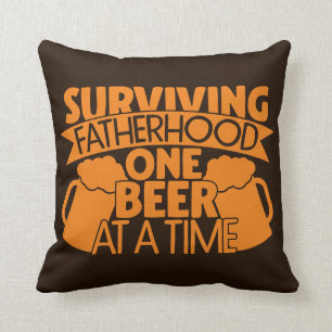 Surviving Fatherhood One Beer At A Time Throw Pillow