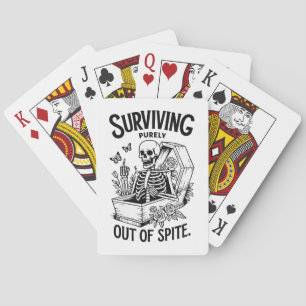Surviving Purely Out Of Spite Goth Skeleton Playing Cards