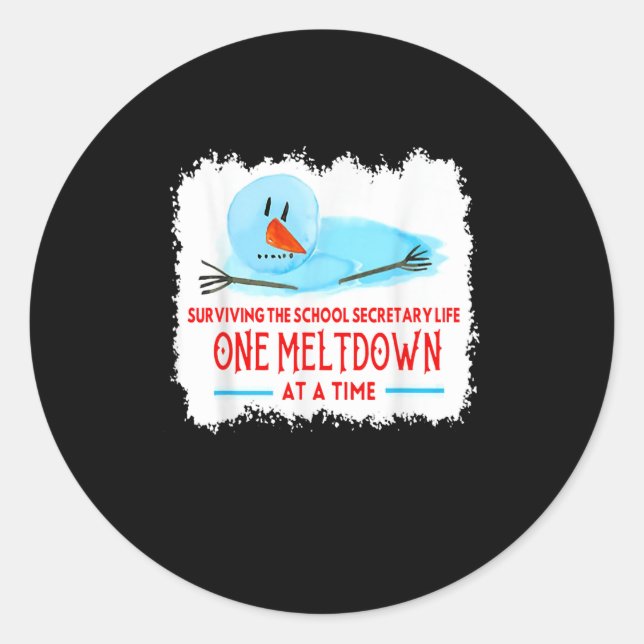 Surviving The School Secretary Life Snowman Christ Classic Round Sticker (Front)