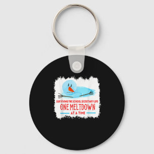 Surviving The School Secretary Life Snowman Christ Keychain