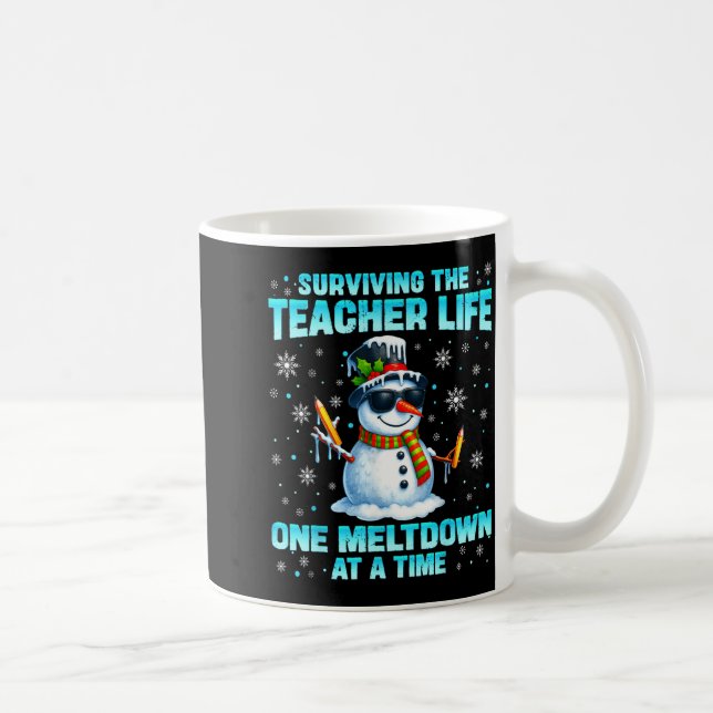 Surviving The Teacher Life Pjs Pajamas Christmas X Coffee Mug (Right)