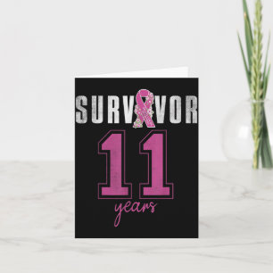 Survivor 11 Years October Ribbon Breast Cancer Card
