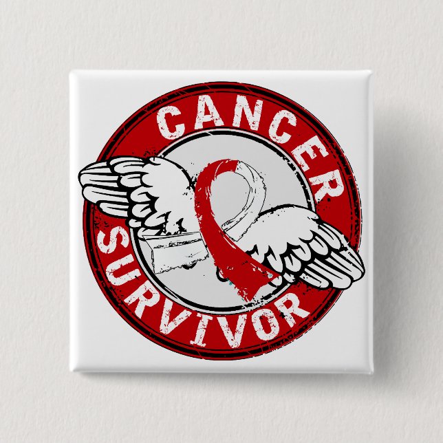 Survivor 14 Oral Cancer 2 Inch Square Button (Front)