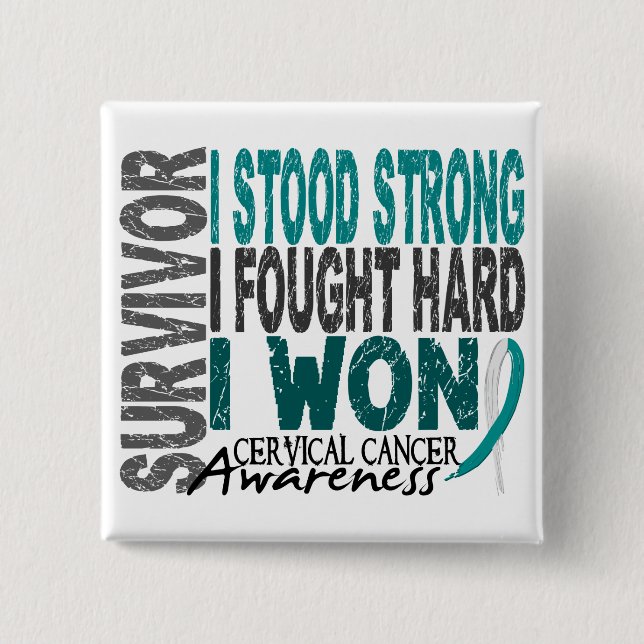 Survivor 4 Cervical Cancer 2 Inch Square Button (Front)