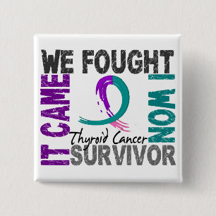 Survivor 5 Thyroid Cancer 2 Inch Square Button