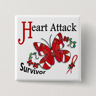 Survivor 6 Heart Attack 2 Inch Square Button