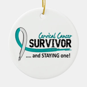Survivor 8 Cervical Cancer Ceramic Ornament