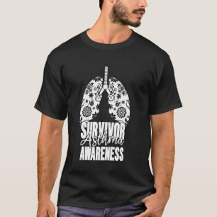 Survivor Asthma Awareness Lungs Grey May Asthma T-Shirt