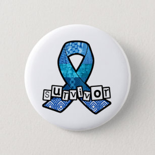 Survivor Blue Ribbon 2 Inch Round Button