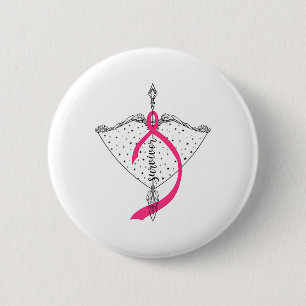 Survivor Bow Arrow Warrior Hope Pink Ribbon Breast 2 Inch Round Button