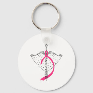Survivor Bow Arrow Warrior Hope Pink Ribbon Breast Keychain