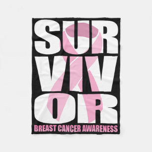 Survivor Breast Cancer Awareness Fleece Blanket