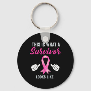 Survivor Breast Cancer Awareness Pink Ribbon Month Keychain