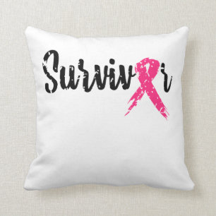 Survivor Breast Cancer Awareness Throw Pillow